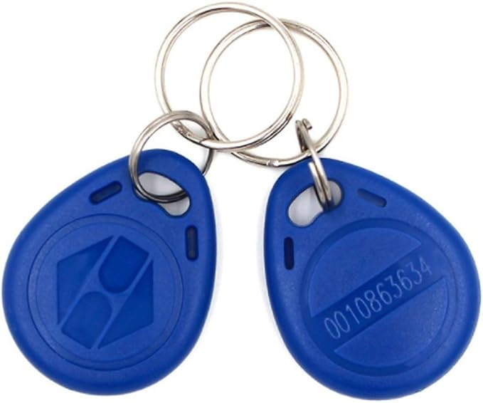 (Pack of 100) 125KHz RFID Access Control Keyfobs Proximity EM4100 TK4100 Keychains Smart ID Keycard for Door Electric Lock System NFC Token tag (Blue)