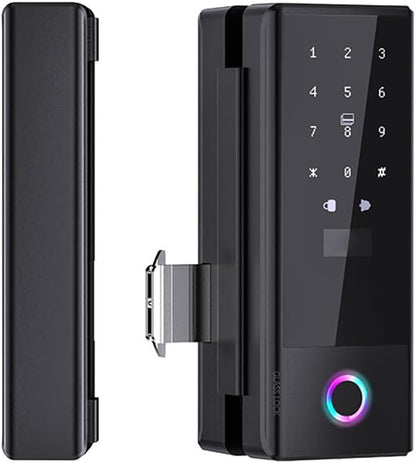 Smart Lock Glass Door Lock WiFi Remote Unlocking TY APP Fingerprint Password IC Card Mechanical Key Unlocking Methods Door Lock Interchangeable Lock Body Direction for 10-12mm Thickness