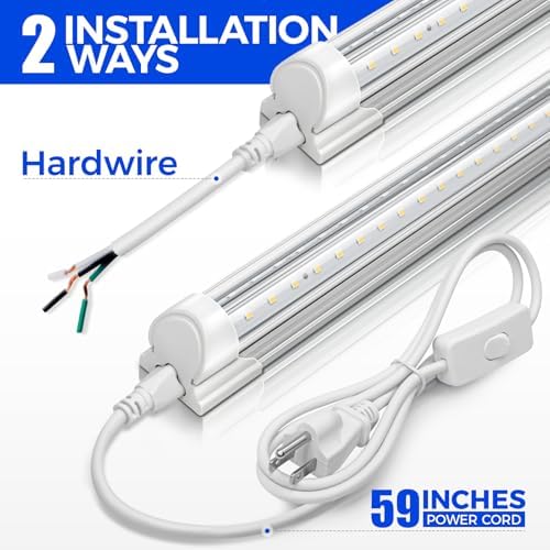 Barrina T8 LED Shop Lights 2FT, 20W 3000LM 5000K, 4 Pack, High Output Tube