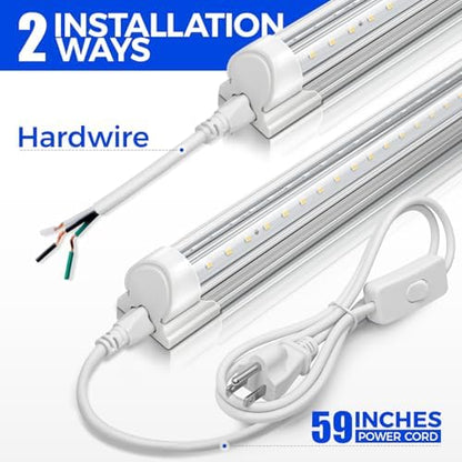 Barrina T8 LED Shop Lights 2FT, 20W 3000LM 5000K, 4 Pack, High Output Tube