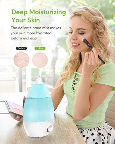MegaWise Desktop Cool Mist Humidifiers for Bedroom, 24dB Ultrasonic Air Vaporize, Colorful Night Light,0.5 Gal Essential Oil Diffuser, Auto off