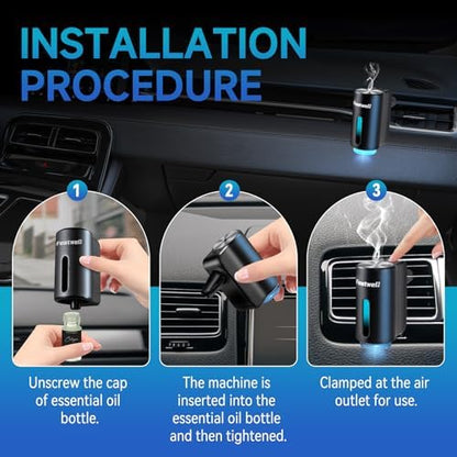 Featwell Car Air Freshener, Air Freshener Diffuser Three Adjustable Modes, Aromatherapy Machine Rechargeable (Black)