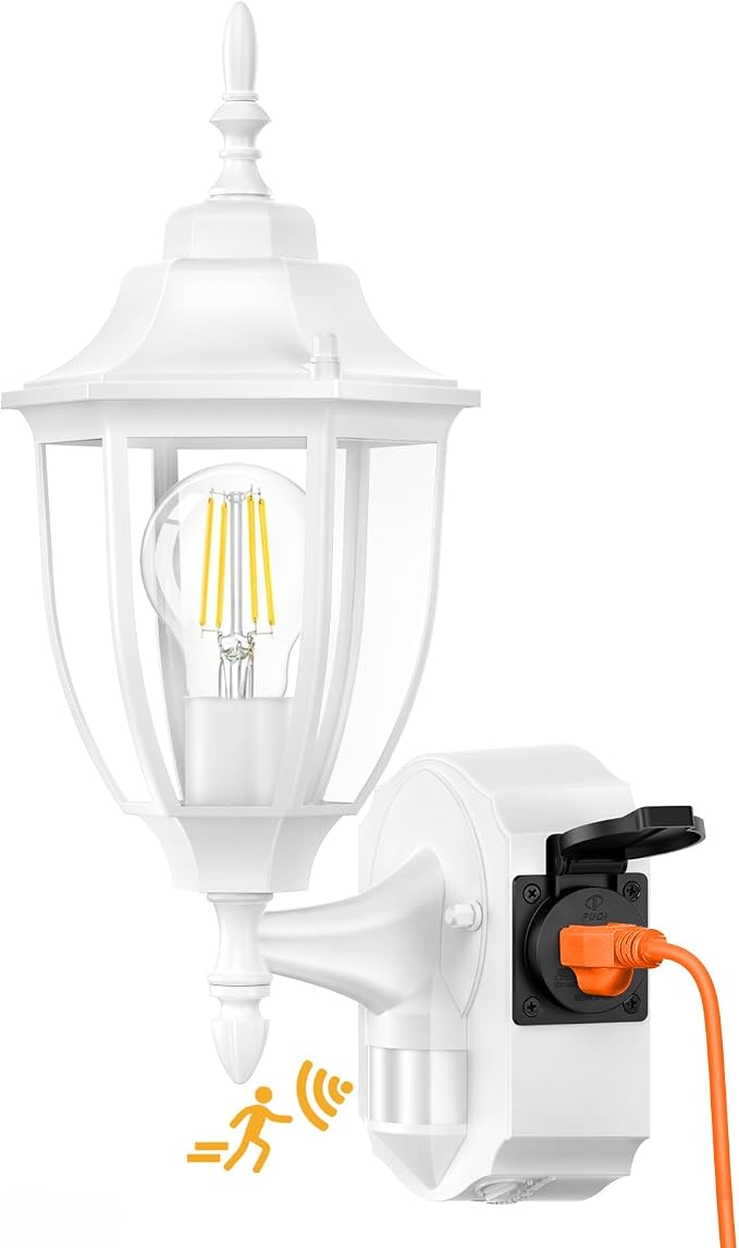 Porch Lights with Outlet, Motion Sensor Outdoor Lights