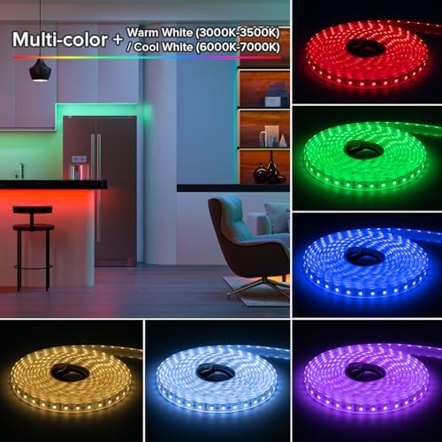BTF-LIGHTING RGBW LED Strip IP68 Waterproof Warm White DC24V 16.4FT 300LED