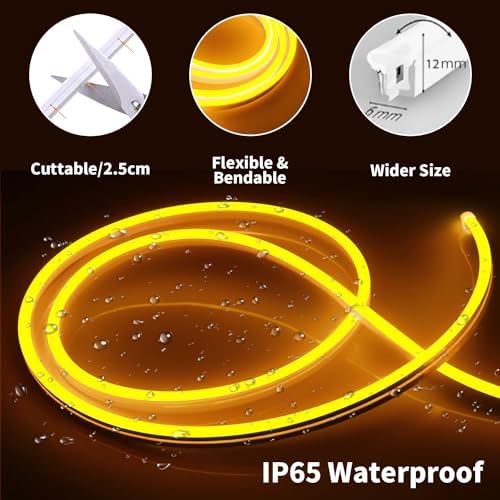 iNextStation 16.4FT 12V LED Strip Lights Yellow Neon Rope Lights (No Plug)
