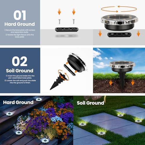 SOLPEX Solar Ground Lights Outdoor, Pathway Lights 12 Pack Cool White