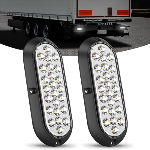 Nilight 6" Oval Tail Light 2PCS White 24LED Back Up Reverse Lights