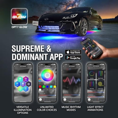 OPT7 Aura DreamColor Underglow Chasing Lights for Car with APP & Remote