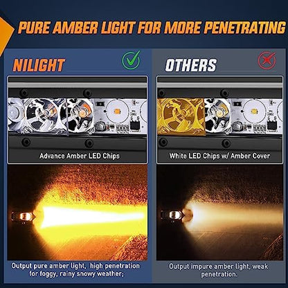Nilight Led Light Bar Amber 51 Inch 250W Super Slim Spot Flood Combo 24500LM 3D Driving Fog Off Road Lights for Trucks Pickup SUV ATV UTV Boat 4x4 Van Camper-2 Style Mounting