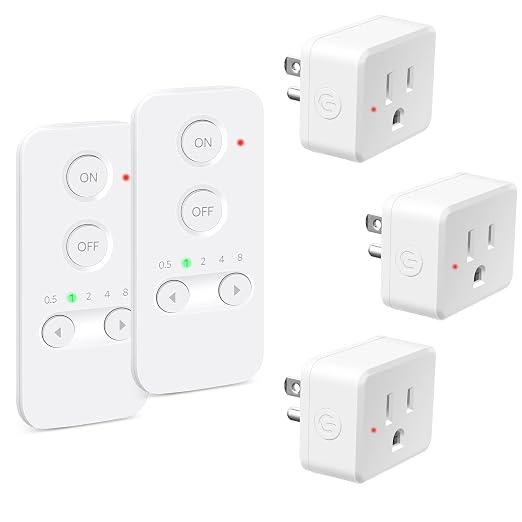 NineLeaf Programmable Remote Timer Switch & Wireless Outlet Plug, 500ft Range Plug in Light Switch, 15A/1500W Wall Mounted On/Off, No Wiring Needed for Fans, Christmas Lights, 2Remote 3Outlets