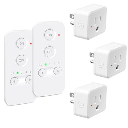 NineLeaf Programmable Remote Timer Switch & Wireless Outlet Plug, 500ft Range Plug in Light Switch, 15A/1500W Wall Mounted On/Off, No Wiring Needed for Fans, Christmas Lights, 2Remote 3Outlets