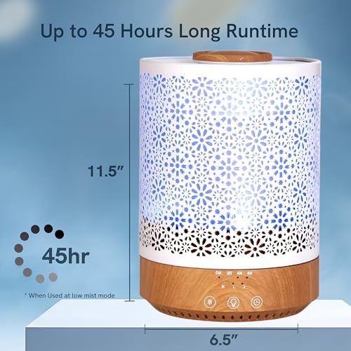 BlueHills 2500 ML Humidifier with Essential Oil Diffuser Combo Aroma Home Décor Design for Large Bed Bath Kids Baby Living Rooms Big Capacity LED Lights Scent Ultrasonic Cool Mist Wood Grain F006