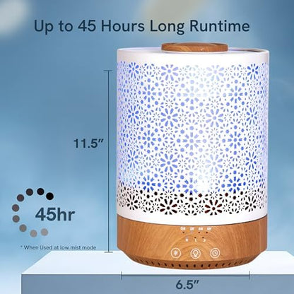 BlueHills 2500 ML Humidifier with Essential Oil Diffuser Combo Aroma Home Décor Design for Large Bed Bath Kids Baby Living Rooms Big Capacity LED Lights Scent Ultrasonic Cool Mist Wood Grain F006