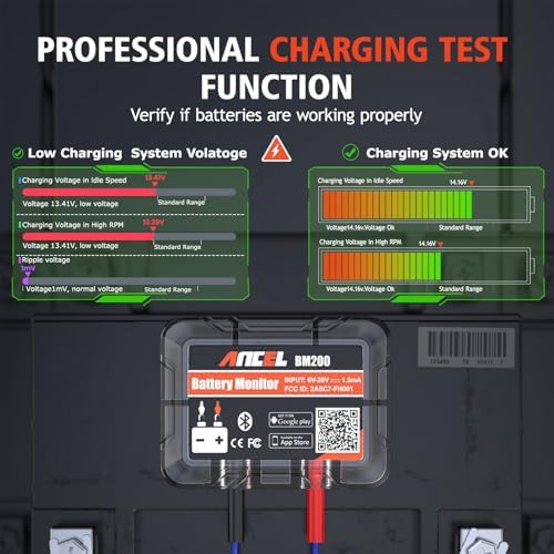 ANCEL BM200-US Car Battery Tester 12V Automotive Battery Monitor Bluetooth