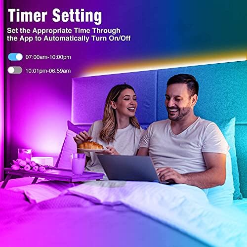 REEMEER Led Lights 100ft Smart APP Control Music Sync Strip Lights RGB Color Changing Strips with Remote, for Bedroom Kitchen and Party