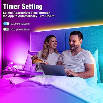 REEMEER Led Lights 100ft Smart APP Control Music Sync Strip Lights RGB Color Changing Strips with Remote, for Bedroom Kitchen and Party