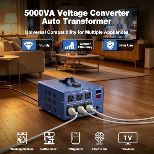 5000W Voltage Converter Transformer, 110V/120V to 220V/240V Step Up Down
