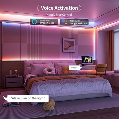 MIWISE RGB Smart IC COB LED Strip Light,32.8ft Color Chasing Flexible LED Tape Light,WS2811 Addressable RGB Strip with APP Control/Music Mode,Work with Alexa/Google,for Home DIY Lighting Projects