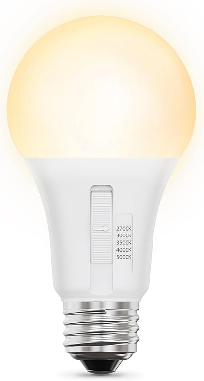 Feit Electric A21 LED Light Bulb, 100W Replacement, Dimmable, Selectable Color Temperatures (2700K-5000K), 1600 Lumens, General Purpose Light Bulbs, 15,000-Hour Lifetime, OM100DM/5CCTCA/LED/6, 6 Pack