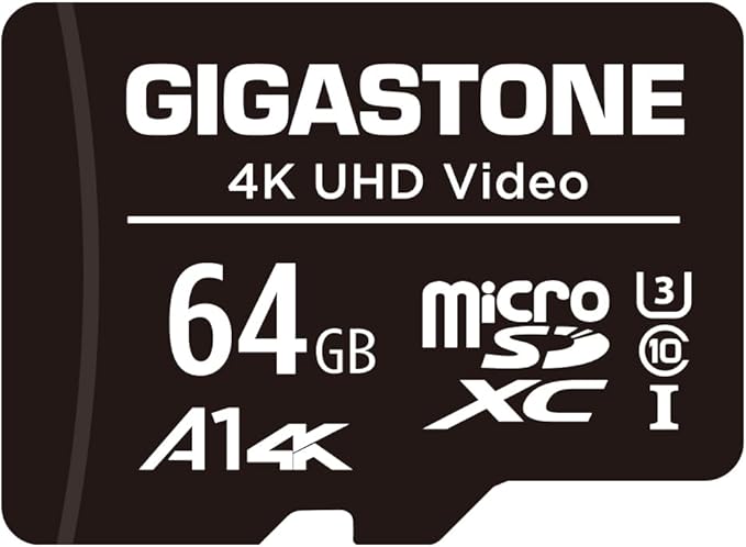 GIGASTONE 64GB Micro SD Card, A1 V30 4K Video Recording, Surveillance Security Cam Action Camera Drone Professional, 90MB/s Micro SDXC UHS-I A1 Class 10, with Adapter