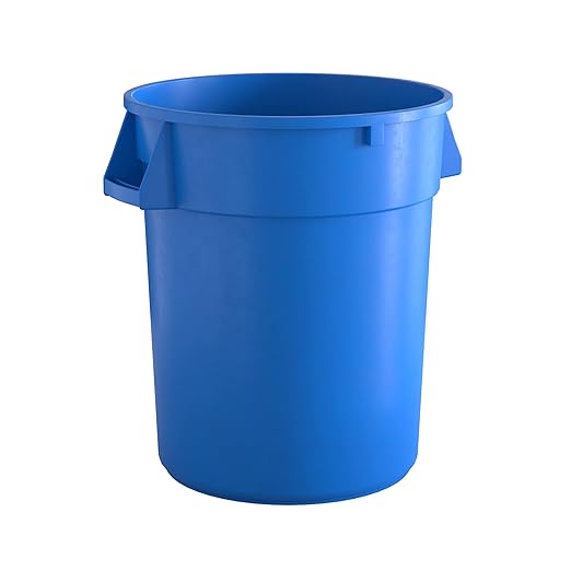 32 Gallon Blue Round Commercial Trash Can, Heavy-Duty Food Grade NSF Certified, Perfect for Restaurant, Office, School, Garage, Backyard, Workshop, Warehouse