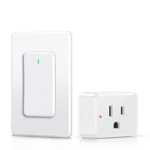 Thinkbee Remote Control Outlet Plug, 15A /1500W 600ft RF Range Wireless Light Switch Kit, Expandable Remote Outlet Switch for Lamp Fan Household Appliances 80-275V, SW-AK1&R06