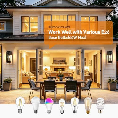 13.8'' Outdoor Wall Light Fixtures 2 Packs, Black Porch Lights