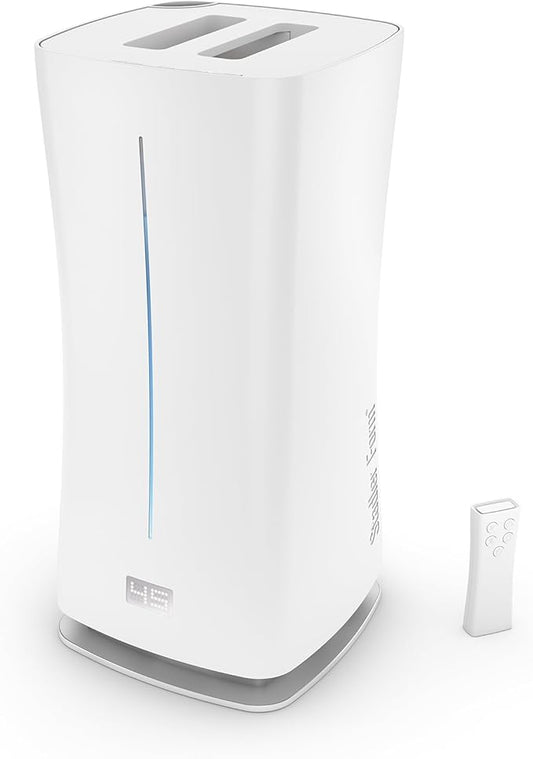 Stadler Form’s Eva Humidifier with WiFi, External Humidity Sensor, Automatic Mode, for Rooms of up to 860 sq ft, Ultrasonic Nebuliser, Dimmable LEDs, Suitable for Fragrant Oil, White