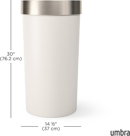 Umbra Vento Kitchen Trash Can with Open Top, Large 16-Gallon (62 L) Capacity, Sand,Polypropylene