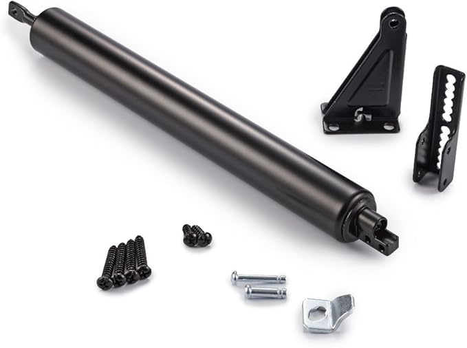 Ideal Security Model 9 Standard Duty Pneumatic Storm and Screen Door Closer, 10.5" L x 1.25" W x 1.25" H, Adjustable Speed, Smooth Closing for Lightweight to Medium Doors, Easy Install, Black