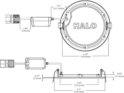HALO HLBQL6099FS1E Quicklink Canless LED Downlight Selectable 2700K, 3000K, 3500K, 4000K, 5000K CCT 6 inch White (Pack of 2)