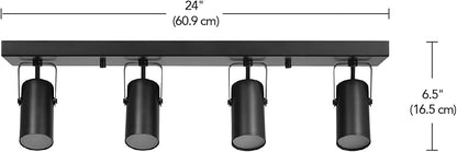 Globe Electric 64000051 24" 4-Light 22W Dimmable LED Integrated Track Lighting, Matte Black, Lighting for Kitchen, Bathroom, Bedroom, or Dining Room, Living Room Ceiling Lights, Light Fixture