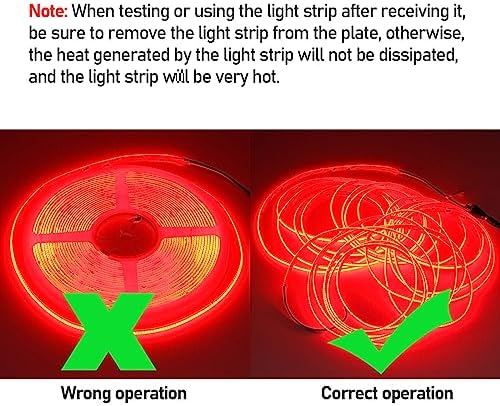 24V COB LED Strip Light Red 5M/16.4ft 2400LEDs IP20 Not Waterproof