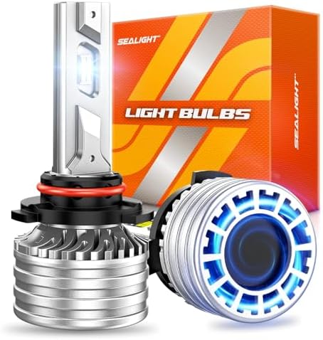 SEALIGHT 9005 Bulbs, 120,000LM 17X Brightness, HB3 9005 6500K Cool White LED Bulbs, IP68 Waterproof 80000Hrs Lifespan, 5X Heat Dissipation driving LED Bulbs, Plug and Play, 2 Pack