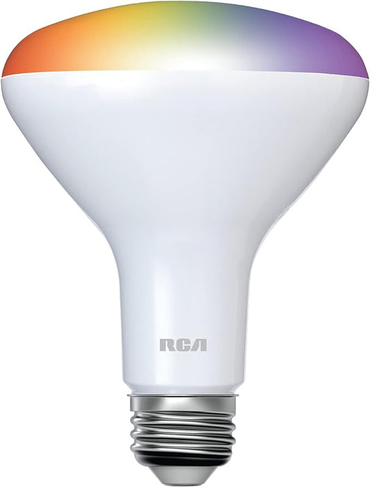 RCA WiFi LED Smart Light Bulb, 1-PK | Indoor Flood Light, 9W (60W Equiv) Multicolor & White LED Light Bulb, Dimmable & Tunable BR30 Smart Bulb, Google & Alexa Light Bulb Compat, Control from Anywhere