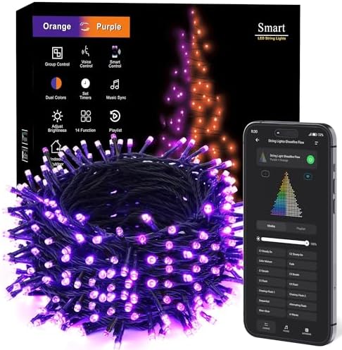 ODEETRONIC Smart Purple Orange Halloween Lights, 98 ft 300 LED String Light