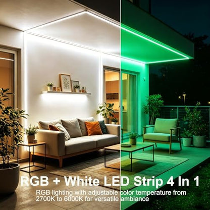 JOYLIT 24V COB LED Strip 16.4FT RGB+4000K 784 LEDs/M Dotless for DIY