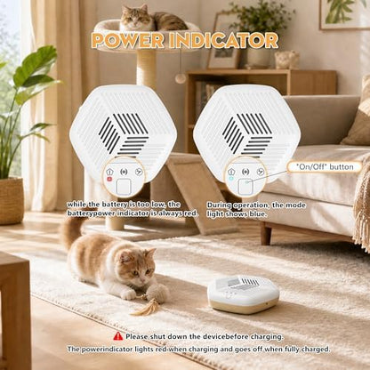 Cat Litter Deodorizer Pet Odor Eliminator for Dogs Poof Rechargeable Ozone Air Purifier for Litter Box Cordless with Negative Ion and Ozone Modes Kennel Home Smoke Car