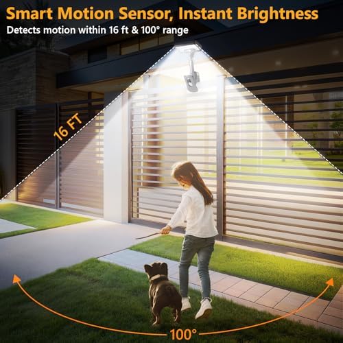 Clip On Solar Motion Lights Outdoor,360°Rotatable Fence Lights(4Pack,6000K)