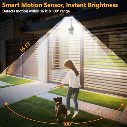 Clip On Solar Motion Lights Outdoor,360°Rotatable Fence Lights(2Pack,6000K)