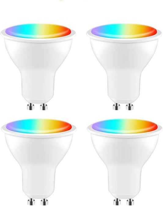 TUYA GU10 LED Bulb 8W RGB Smart Light Blubs Dimmable WiFi Control AC 85-265V Compatible with Alexa Google Home Voice,4pcs