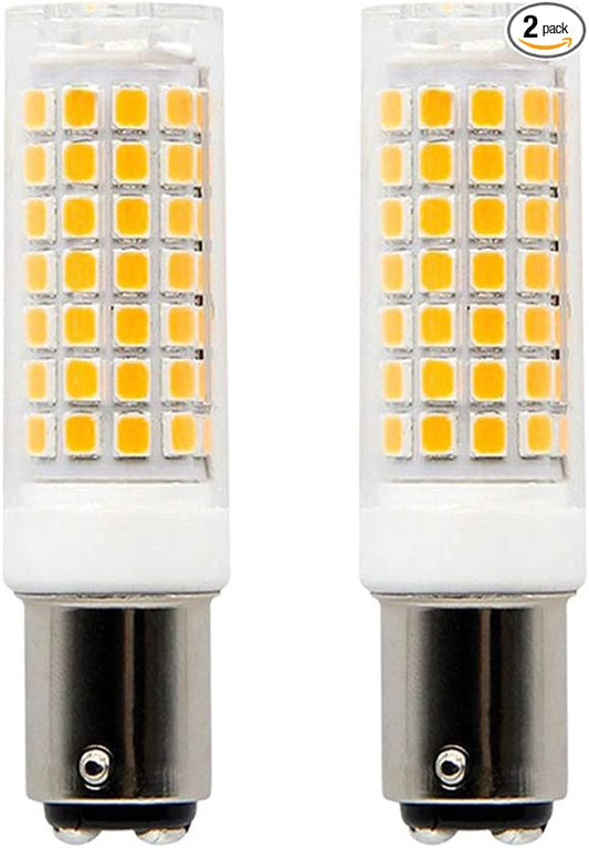 BA15D Led Bulbs 8W Dimmable 110V,Ba15d Double Contact Bayonet Base,Soft Warm White 3000K,75W JD Type T3/T4 Halogen Equivalent Replaces for Pendants Ceiling Fans Sewing Machine Light(2-Pack)