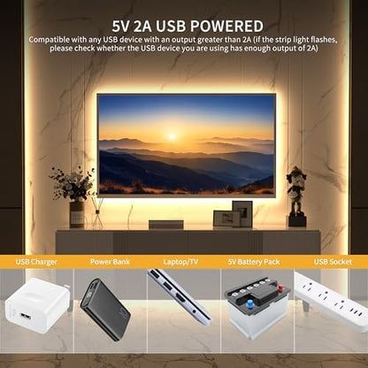 PAUTIX 5V USB CCT Tunable COB LED Strip Lights 6.56ft/2m,1280LEDs 1200lm 2700K-6500K Dimmable CRI85+ with RF Remote TV Backlight,Flexible Under Cabinet Tape Light for Bedroom,Kitchen,Home DIY Lighting