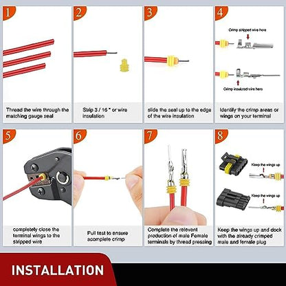 Nilight 220PCS 5 Pin Electrical Connector ‎Plug with Male Female Terminals