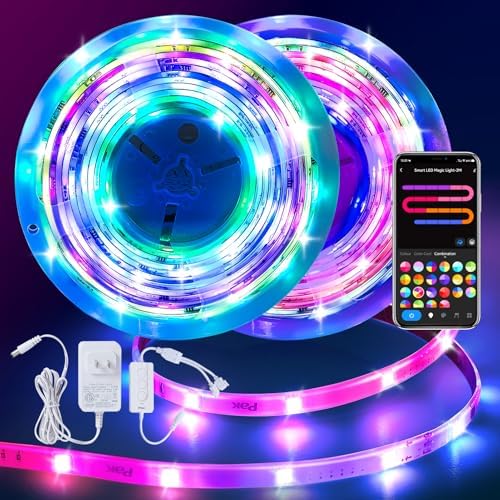 Pak LED Strip Lights 105ft, RGBIC Color Changing Smart Lights with App, Remote & Voice Control, Music Sync, 64 Scenes, Flexible, DIY Cuttable, Easy Installation for Bedroom, TV, Gaming, Party