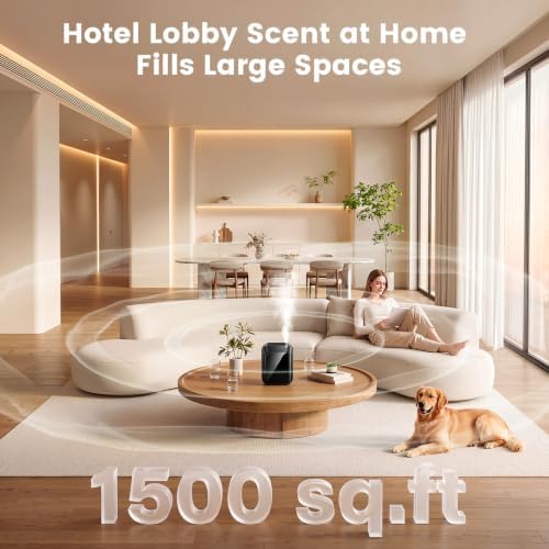 Waterless Essential Oil Diffuser 1500 Sq.Ft for Home Office Hotel, 150ML Cold Air Scent Machine with Bluetooth App & Panel Control, Quiet Wall Mount Aroma Diffuser