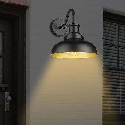Dusk to Dawn Outdoor Barn Light, Farmhouse Outdoor Wall Sconce, Rustic Exterior Wall Mount Light, Vintage Outside Lighting Fixture Industrial Black Lantern for Porch Garage Shed,1 Pack