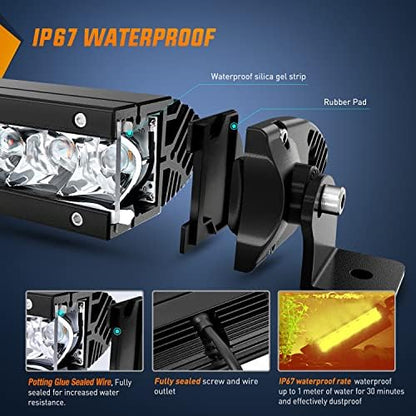 Nilight LED Light Bar Amber 2Pcs 7 Inch 30W Spot 3000LM Super Slim 3D Driving Fog Off Road Work Lights Pods for Trucks Pickup SUV ATV UTV Boat 4x4 Van Camper- 2 Style Mounting