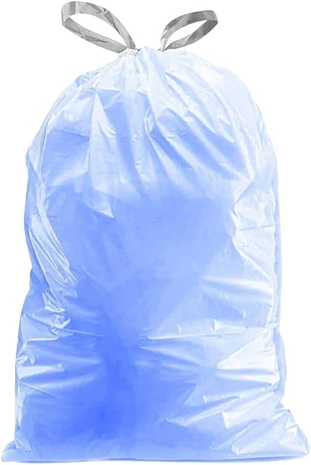 Plasticplace Custom Fit Blue Drawstring Trash Bags, Compatible with Simplehuman Code H, Tear-Resistant, Scent-Free, for Indoor Use Home Office Trashbags (100 Count), 8-9 Gallon / 30-35L, 18.5" x 28"