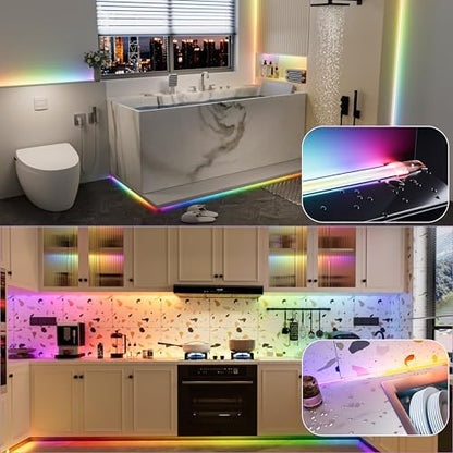 PAUTIX IP65 Waterproof RGB Smart IC COB LED Strip Light Addressable 32.8ft/10m,24V Color Flowing Strip Light Multicolor Flexible Tape Light for TV,Room,Party DIY Decoration(Without Controller&Adapter)